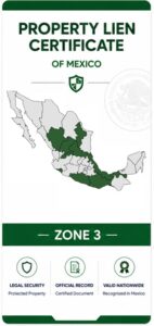 Property Lien Certificate Zone 3 Mexico